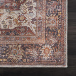 Rust Elki Vintage Medallion Washable Area Rug