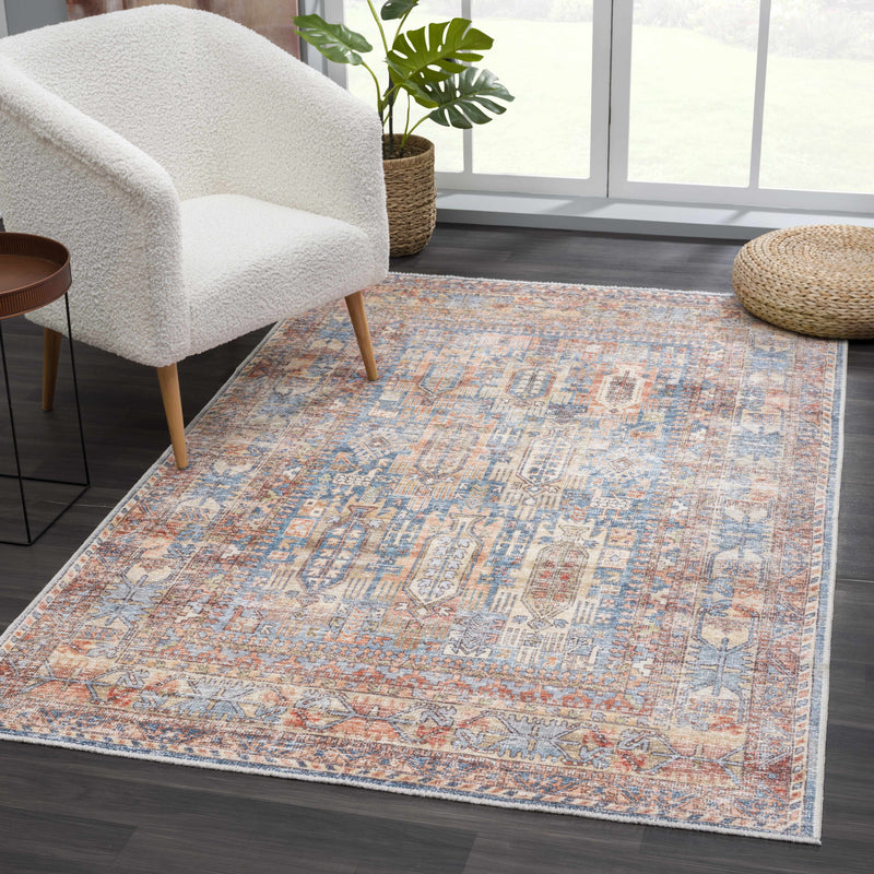 Burnt Orange Holi-2300 Washable Area Rug