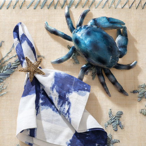 Brushstroke dinner napkins, blue, set of two
