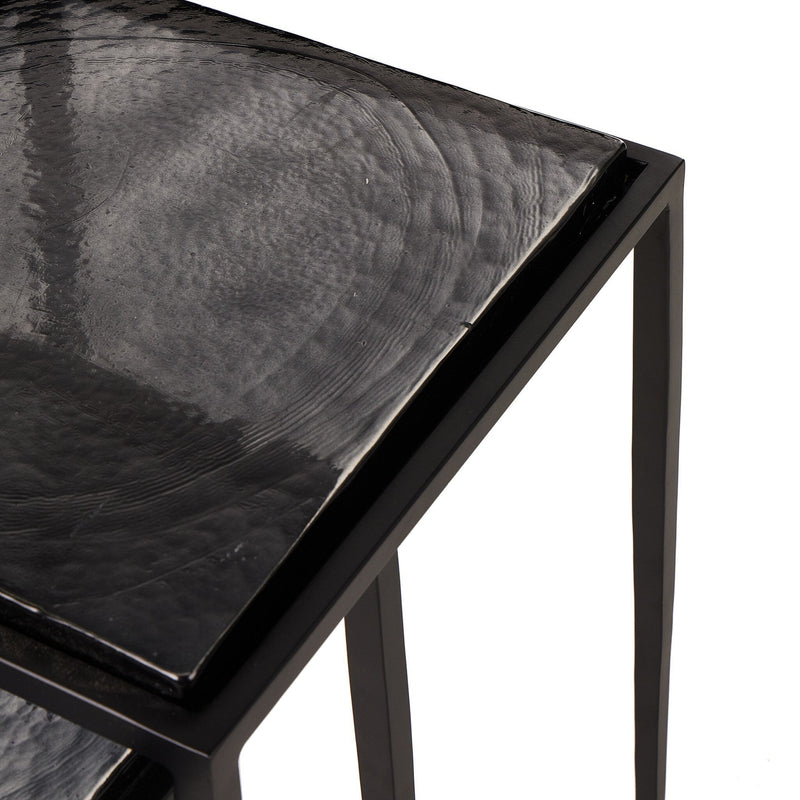 Dexter Smoked Black Cast Glass Nesting Tables | ready to ship!