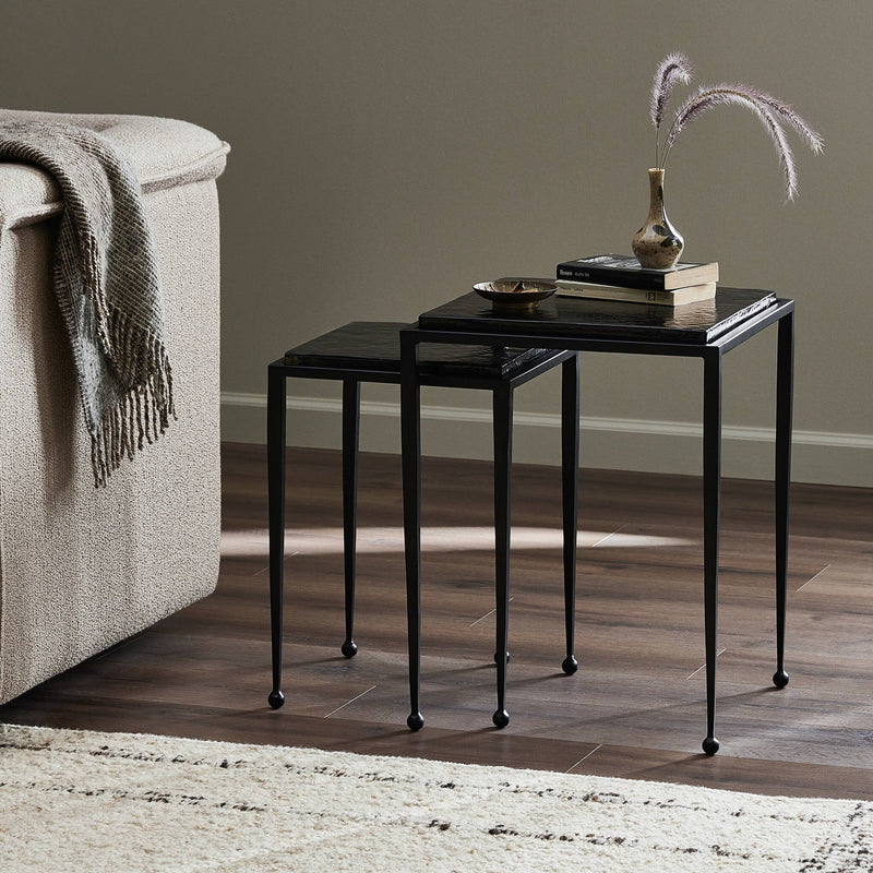 Dexter Smoked Black Cast Glass Nesting Tables | ready to ship!
