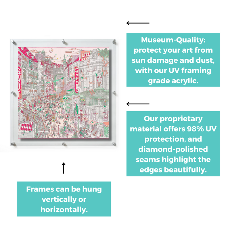 36x36" Floating Clear Acrylic Scarf Frame (Frame Size 40x40")