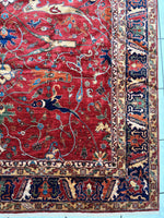 Hand-Knotted Afghani Bidjar Wool Rug – 9’x12’6” – Intricate Geometric & Floral Motifs