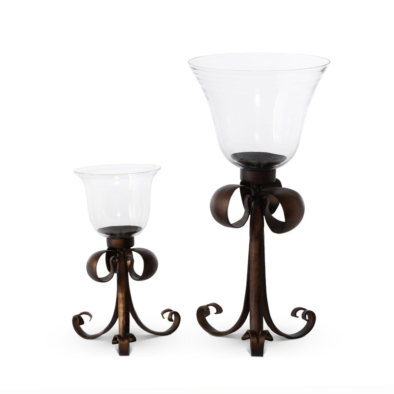 Fleur De Lis Triple Bow Hurricane Set of 2, L231