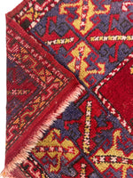Dezgiri Anatolian Tribal Wool Rug – 5’x8’– Hand-Knotted Red Medallion Rug with Geometric Motifs
