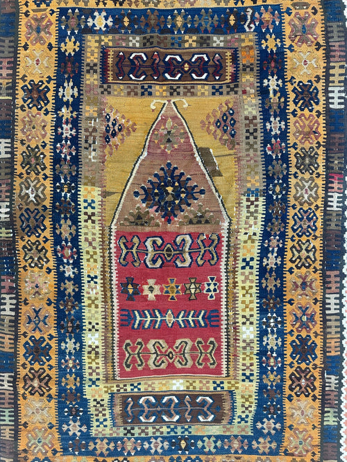 Antique Anatolian Wool Prayer Rug 4’ x 6’6”
