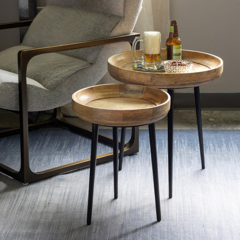 Lovecup Nested Wood and Iron Occasional Tables, Set of 2 L054