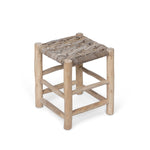 Teak and Rattan Woven Stool L213