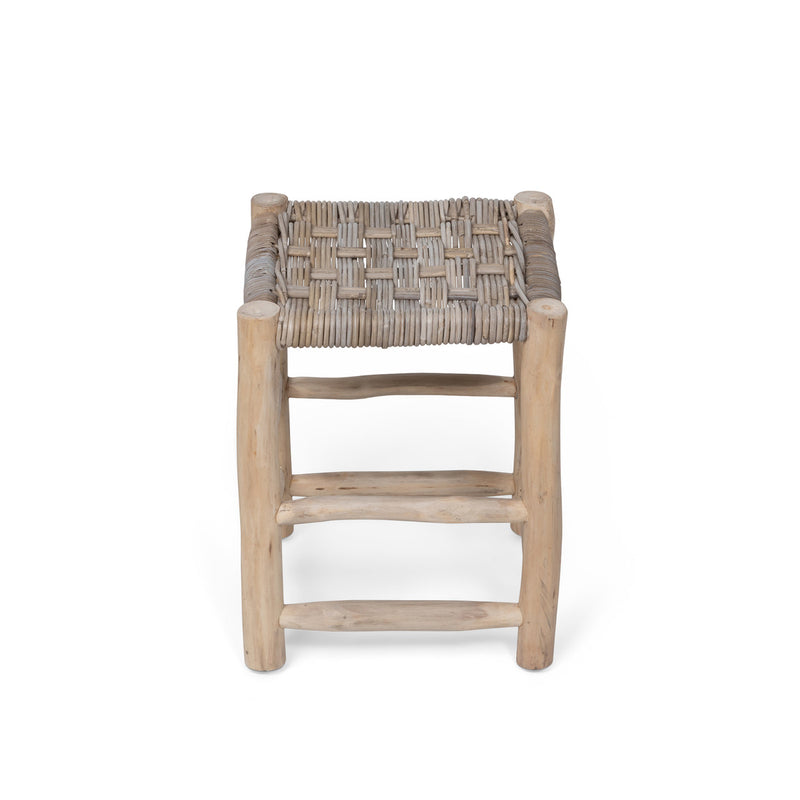 Teak and Rattan Woven Stool L213