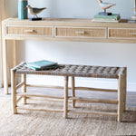 Teak and Rattan Woven Bench L214