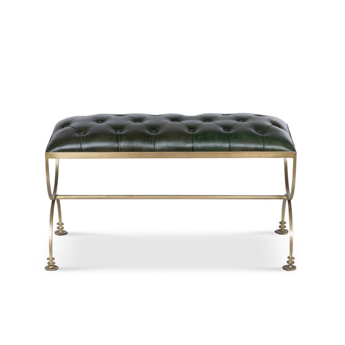 Lovecup Kirkland House Green Leather Bench L055