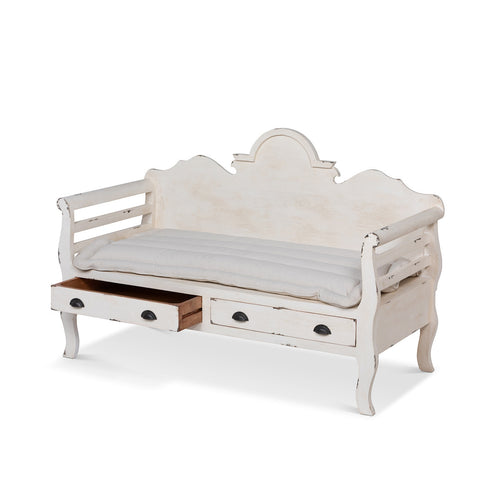 Lovecup Toulon White Wash Wooden Bench L172
