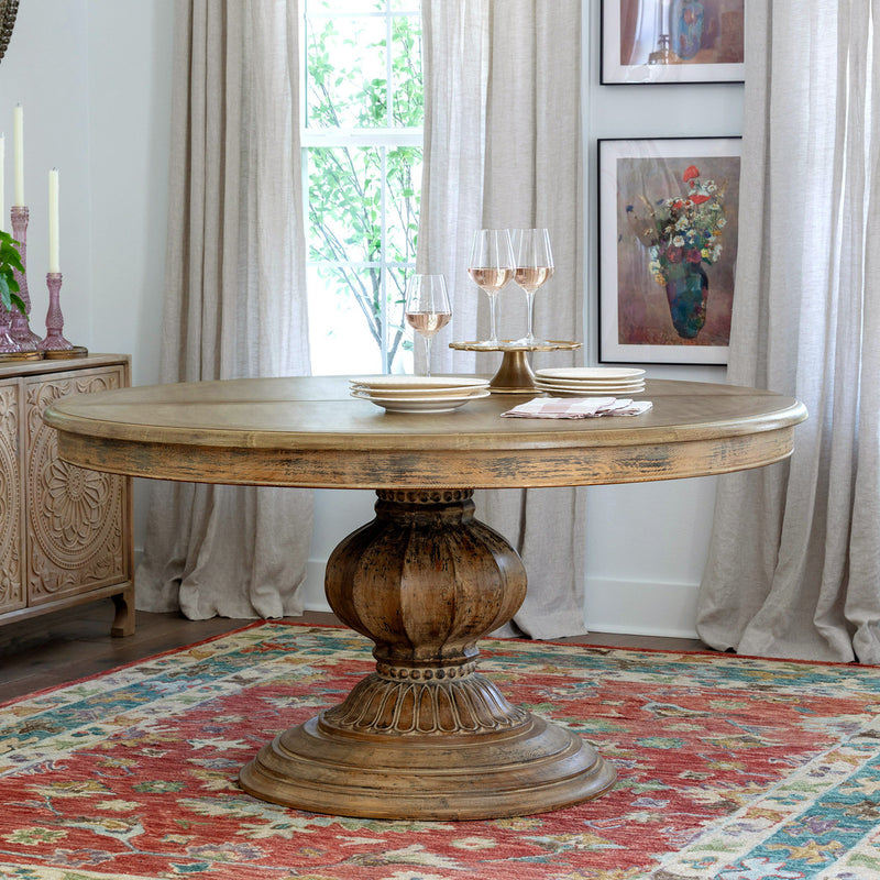 Lovecup Pine Wood Extending Pedestal Dining Table L115
