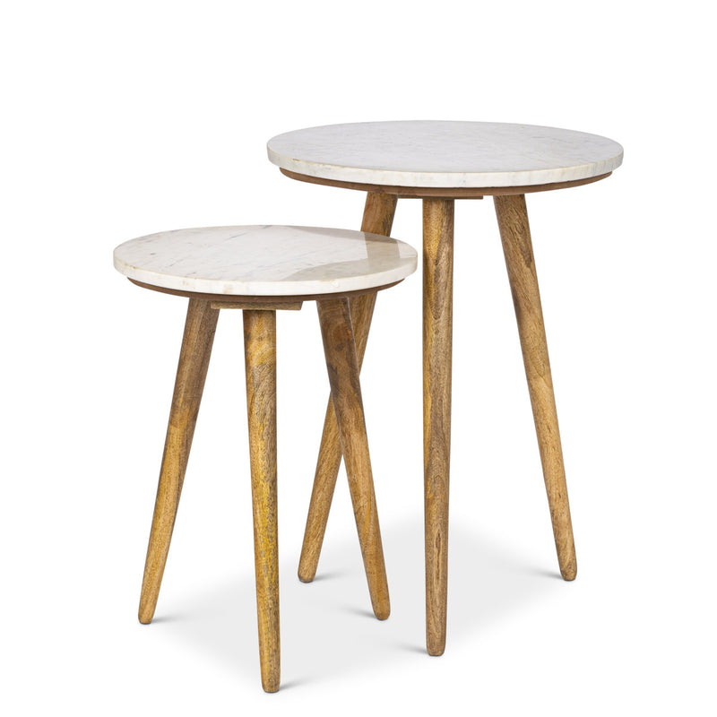 Lovecup Marble and Wood Accent Tables, Set of 2 L569
