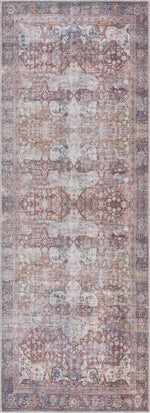 Rust Elki Vintage Medallion Washable Area Rug