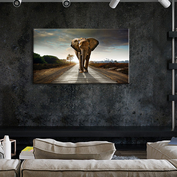 Walking Lone Elephant Wall Art