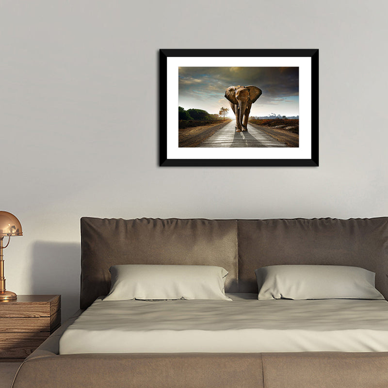 Walking Lone Elephant Wall Art
