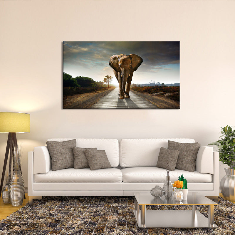 Walking Lone Elephant Wall Art