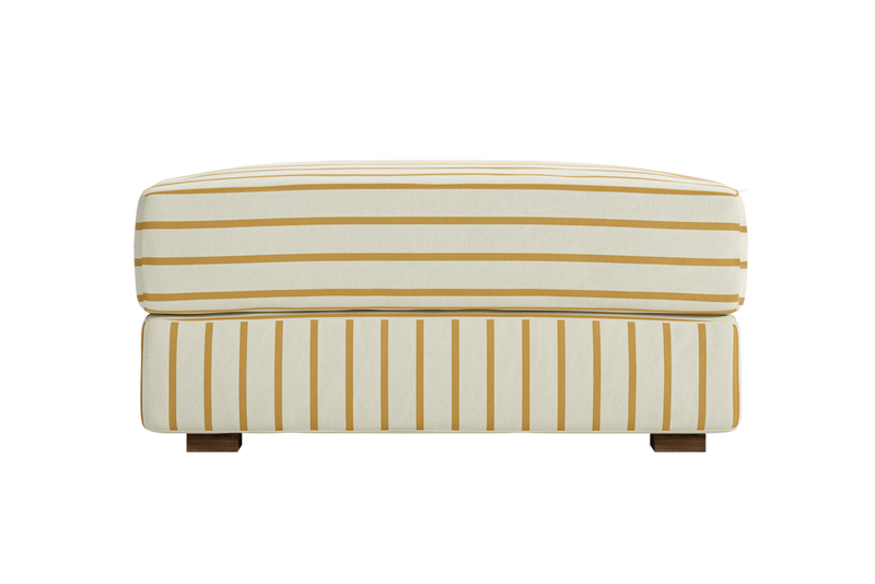The Elevate Ottoman in a Striped Hemp Blend