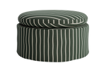 The Evergreen Ottoman in a Striped Hemp Blend