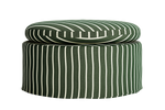 The Evergreen Ottoman in a Striped Hemp Blend