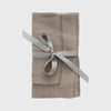 Pewter trim linen dinner napkins, flax, set of two
