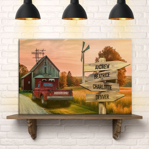 Old Truck Barn Family Names Sign