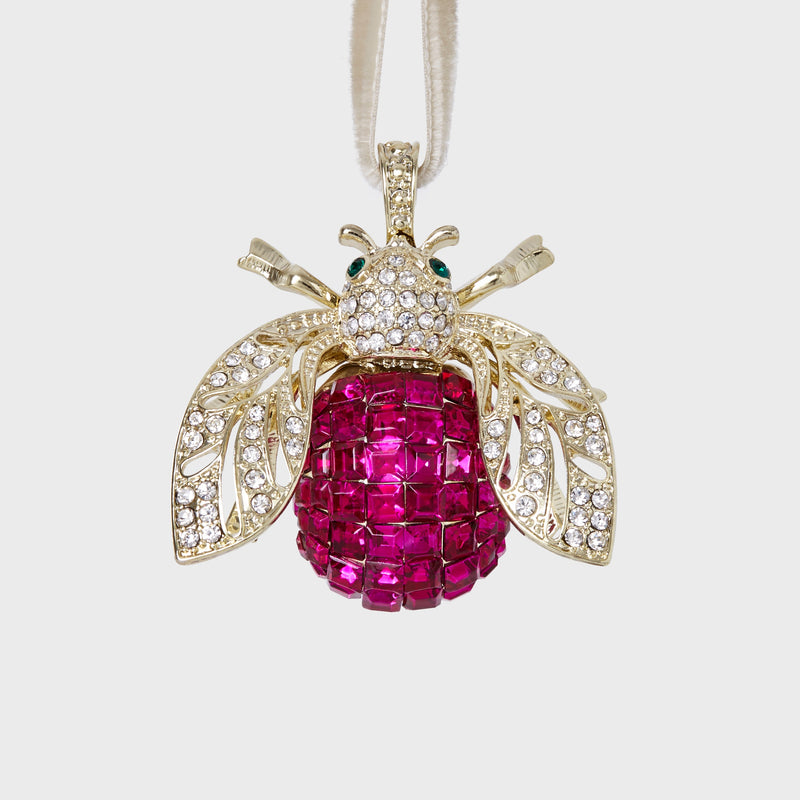 Sparkle bee hanging ornament, fuchsia