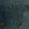 Embroidered star pillow, dark grey cotton velvet