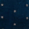 Embroidered star pillow, navy cotton velvet