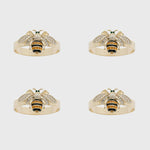 Skinny stripey bee napkin rings, set of four