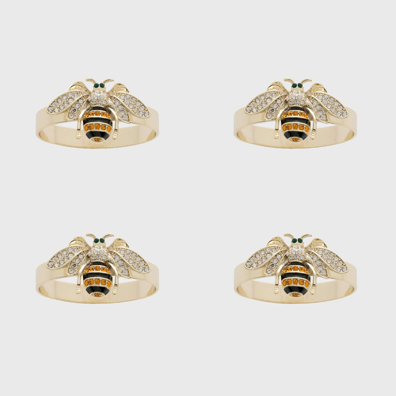 Skinny stripey bee napkin rings, set of four