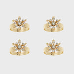 Classic snowflake skinny napkin rings, crystal, set of four