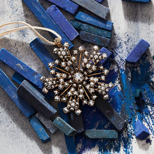 Sparkle snowflake ornament, gold ox
