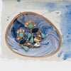 Marbleized porcelain ring dish, blue