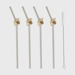 Stripey bee metal straws