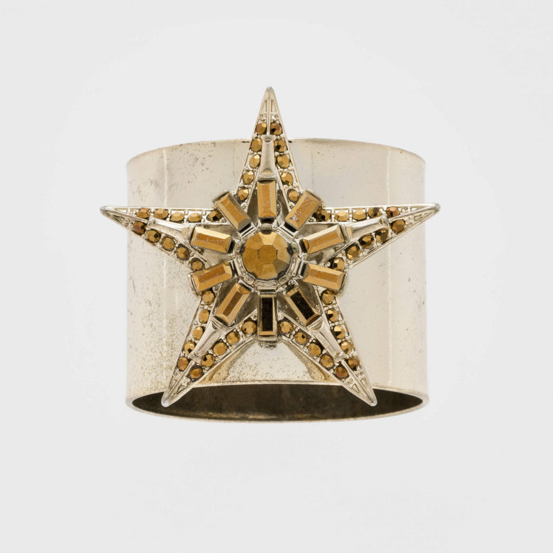 Baguette star napkin rings, gold, set of two