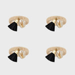 Skinny puka shell napkin ring, black, set of four