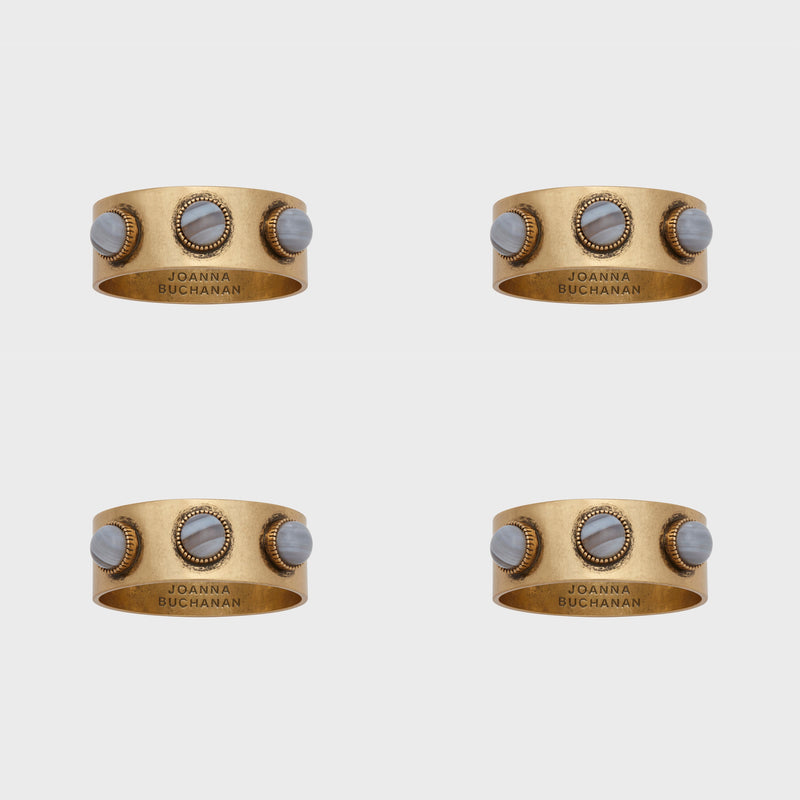 Cabochon napkin rings, agate, set of four