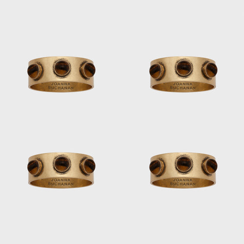 Cabochon napkin rings, tigers eye, set of four
