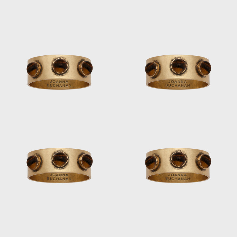 Cabochon napkin rings, tigers eye, set of four