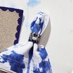 Crab blue tortoiseshell resin napkin rings, set of four