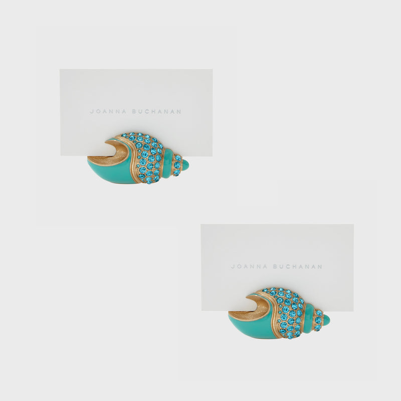 Jeweled shell placecard holders, set of two