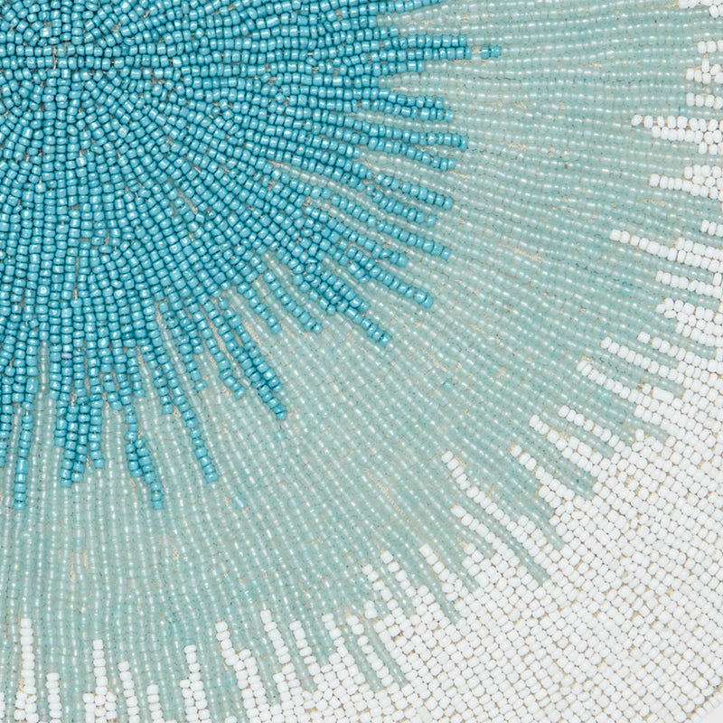 Ombre hand beaded placemat, turquoise