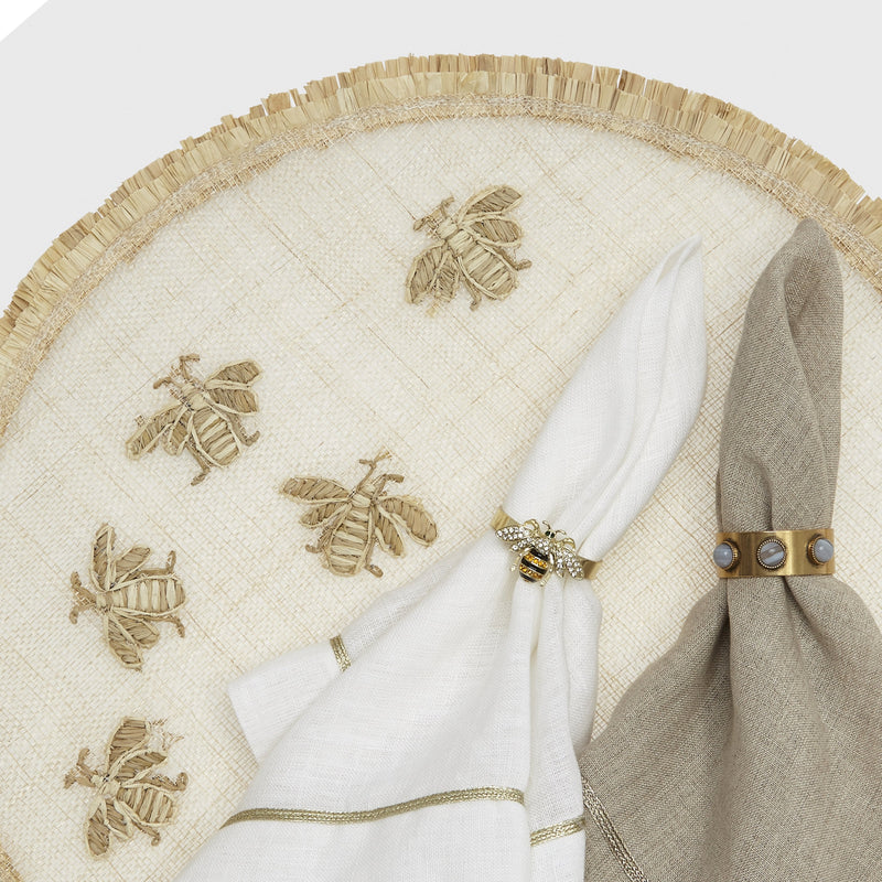 Skinny stripey bee napkin rings, set of four