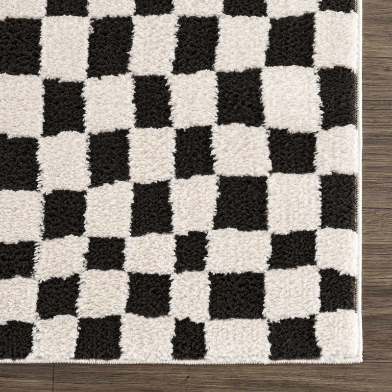 Lajos Black & White Checkered Area Rug