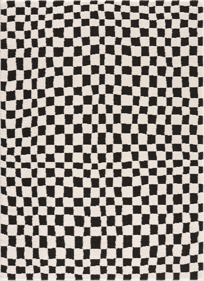 Lajos Black & White Checkered Area Rug