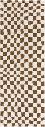 Lajos Brown Checkered Area Rug