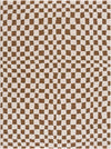 Lajos Brown Checkered Area Rug