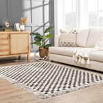 Leryn Black & White Checkered Area Rug